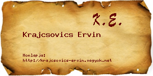 Krajcsovics Ervin névjegykártya