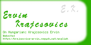 ervin krajcsovics business card